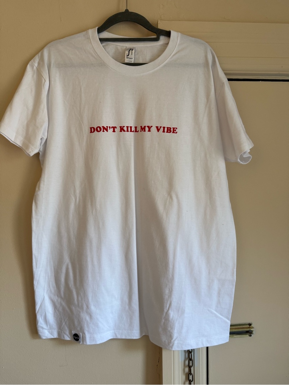 White Graphic Tee "Don't Kill My Vibe" - Casual Men's Shirt